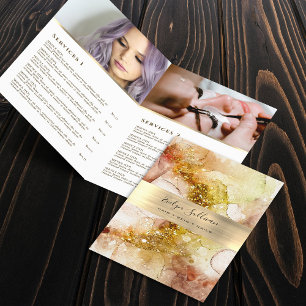 Brown gold watercolor service menu brochure