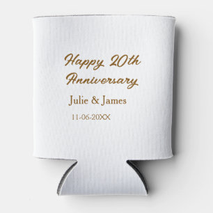 Brown golden happy 20th anniversary name datsimple can cooler