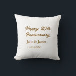 Brown golden happy 20th anniversary name datsimple cushion<br><div class="desc">simple business sticker</div>