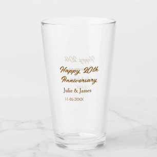 Brown golden happy 20th anniversary name datsimple glass