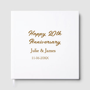 Brown golden happy 20th anniversary name datsimple guest book