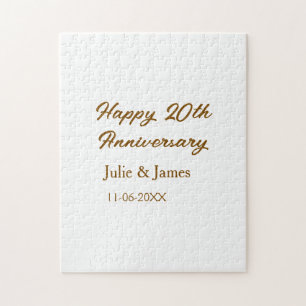 Brown golden happy 20th anniversary name datsimple jigsaw puzzle