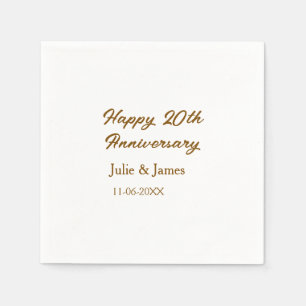 Brown golden happy 20th anniversary name datsimple napkin