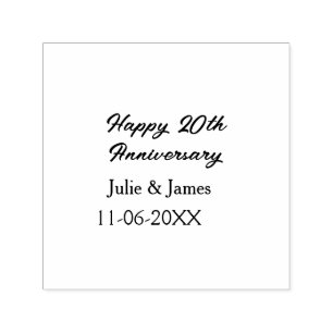 Brown golden happy 20th anniversary name datsimple self-inking stamp