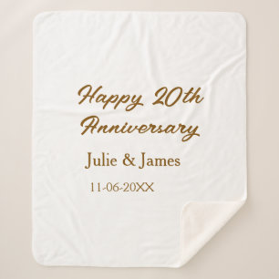 Brown golden happy 20th anniversary name datsimple sherpa blanket