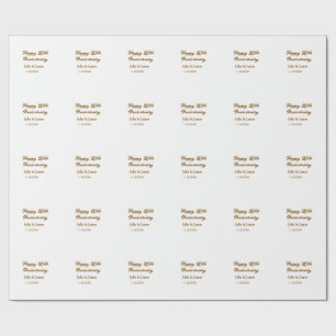 Brown golden happy 20th anniversary name datsimple wrapping paper