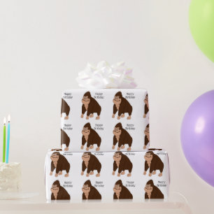 Brown Gorilla Design Birthday Wrapping Paper