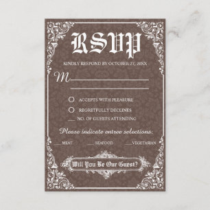 Brown Gothic Victoria Wedding Response Card