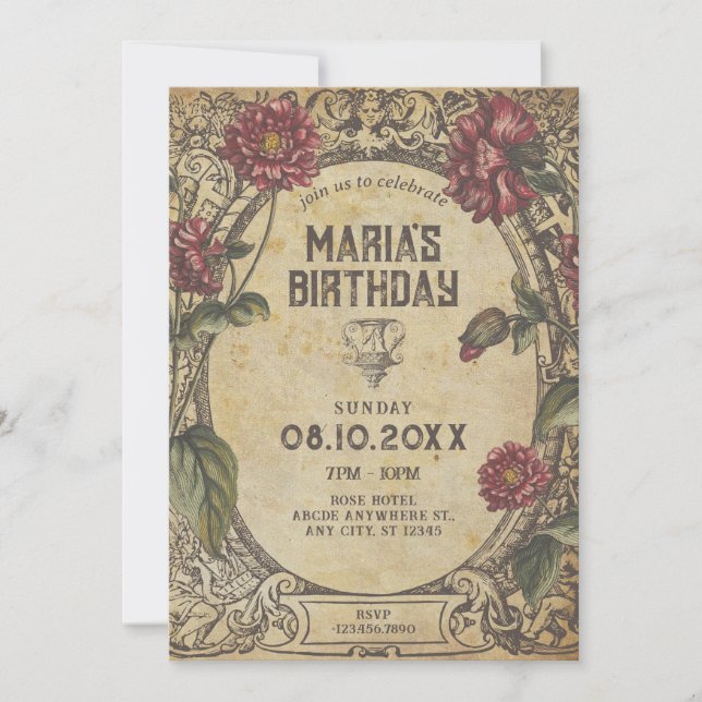 Brown gothic Vintage Classic Invitation (Front)
