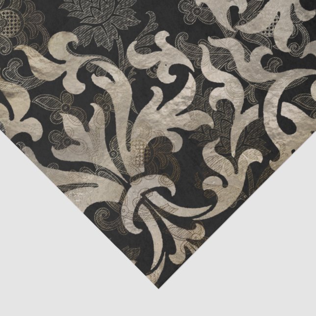 Brown Gothic Vintage Filigree Pattern Tissue Paper (Detail)
