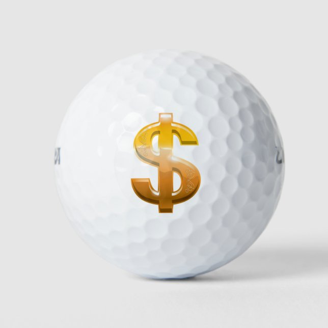 Brown Gradient Dollar Sign Golf Balls (Front)