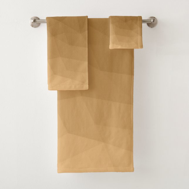 Brown gradient geometric mesh pattern bath towel set (Insitu)