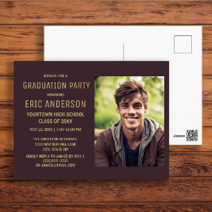 Brown Graduation Party Photo Postcard
