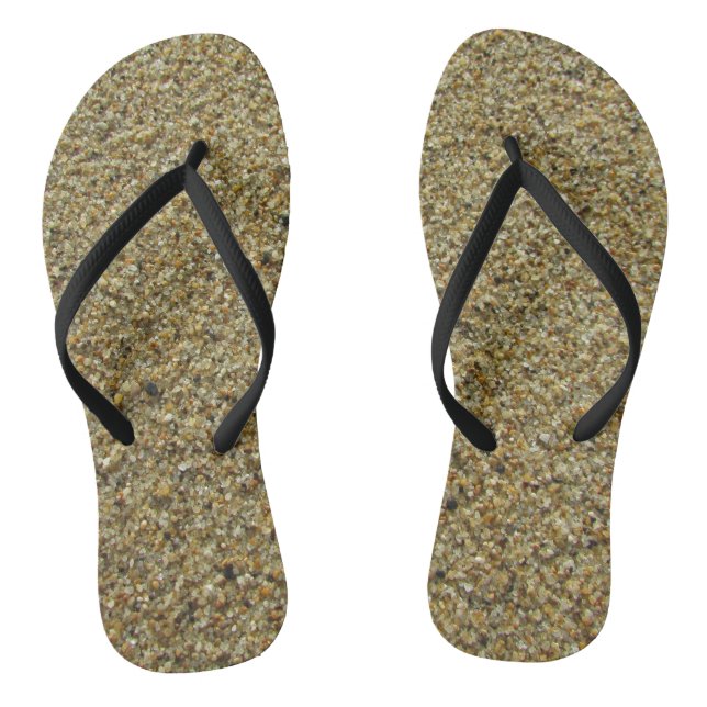 Brown Grains Of Sand Close-up Photo Beach Flip Flops (Footbed)