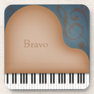 Brown Grand Piano Charming Personalised Music Coaster