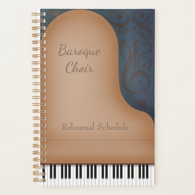 Brown Grand Piano Music Teacher Student Performer Planner (Front)