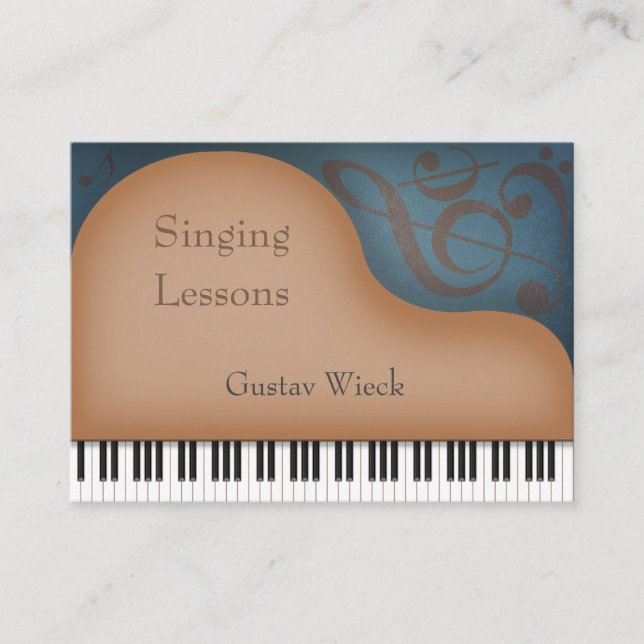 Brown Grand Piano Musician Teacher Technician Business Card (Front)