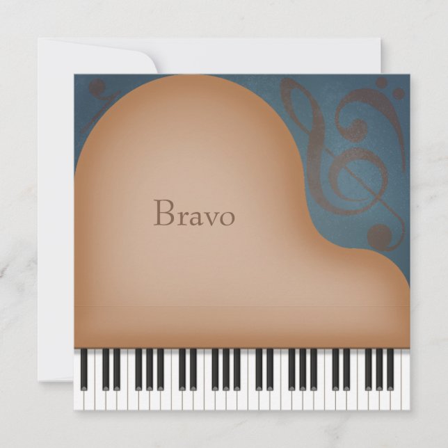 Brown Grand Piano Personalised Card (Front)