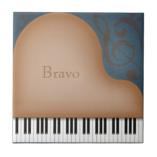Brown Grand Piano Personalised Musical Tile