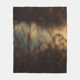 BROWN GRASS IN CLOSE UP PHOTOGRAPHY FLEECE BLANKET