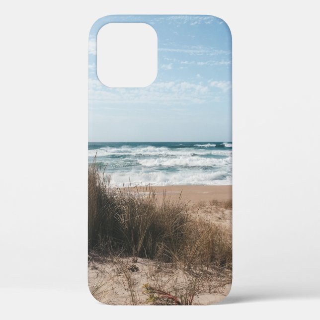 BROWN GRASS NEAR SEA UNDER BLUE SKY Case-Mate iPhone CASE (Back)