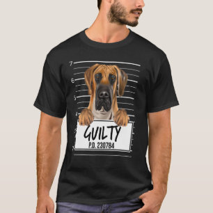Brown Great Dane Mugshot Guilty Dog T-Shirt