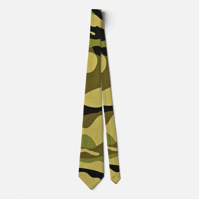 Brown Green And Black Camouflage Tie (Front)