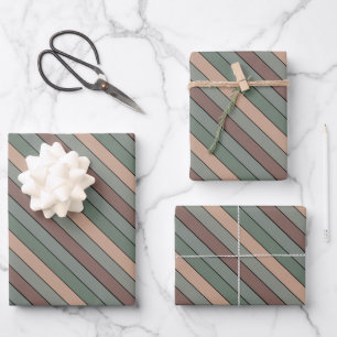 Brown Green And Black Stripes On Watercolor Paper