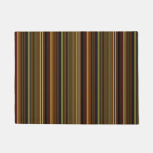 Brown Green and Gold Stripes Doormat