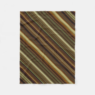 Brown Green and Gold Stripes Fleece Blanket