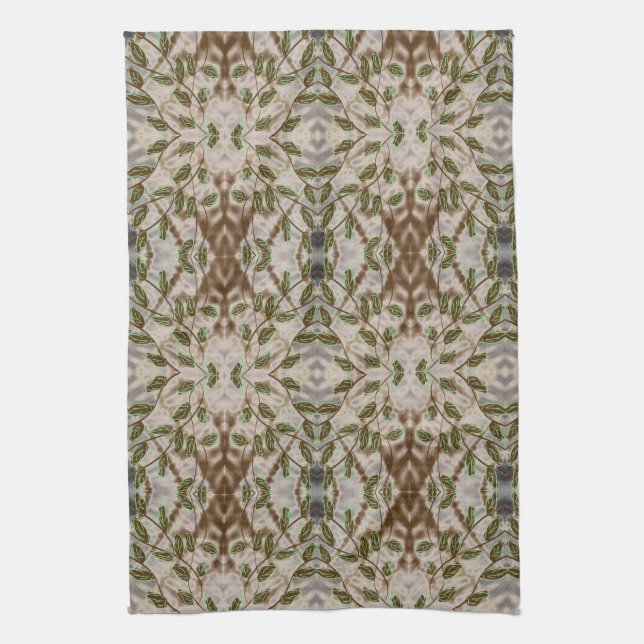 Brown Green and Grey Blue Tea Towel (Vertical)