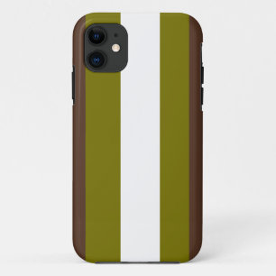 Brown, green and white stripes iPhone 11 case