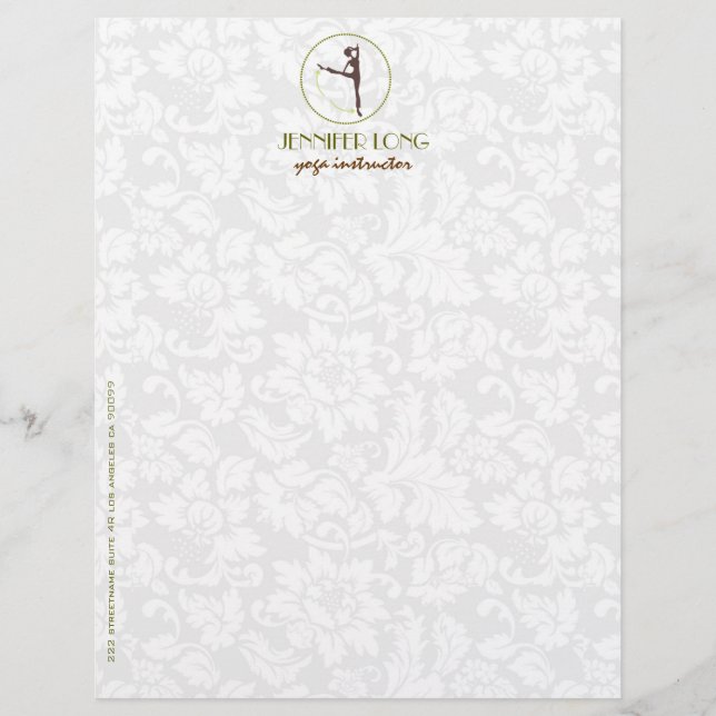 Brown Green And White Yoga Instructor Letterhead (Front)