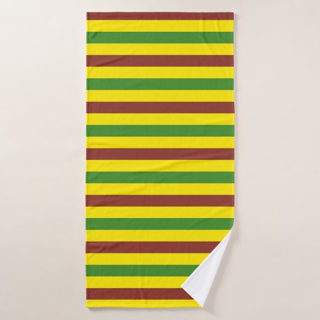 Brown Green and Yellow Stripes Design Bath Towel (Bath Towel)
