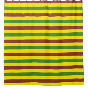 Brown Green and Yellow Stripes Design Shower Curtain