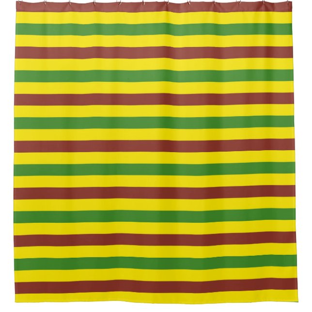 Brown Green and Yellow Stripes Design Shower Curtain (Front)