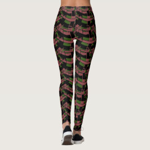 Brown Green & Black Abstract Yoga Lady Leggings