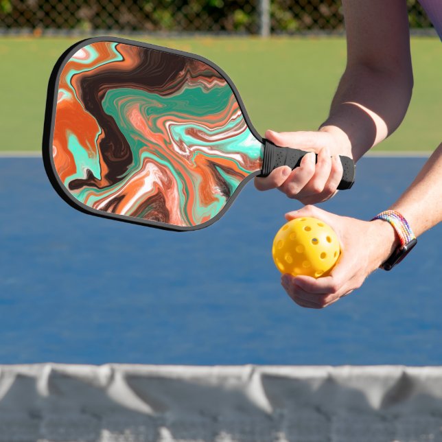 Brown, Green, Black Marble Pour Painting Effect    Pickleball Paddle (Insitu)