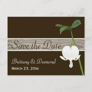 Brown Green Bleeding Heart Save the Date Postcard
