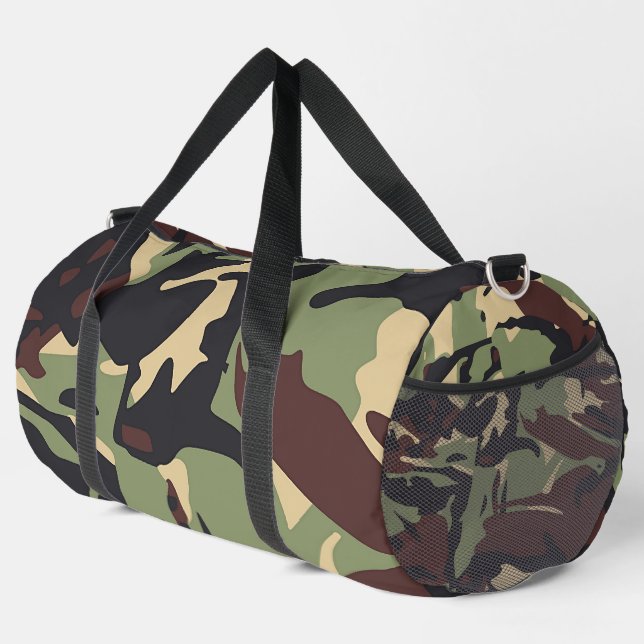 Brown Green Camo  Athletic Travel Gym  Duffle Bag (Right Corner)