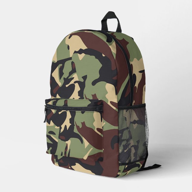Brown Green Camo Laptop  Printed Backpack (Back Corner Right)