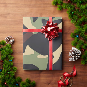 Brown Green Camo   Wrapping Paper