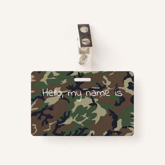 Brown green camouflage ID badge (Front with Clip)
