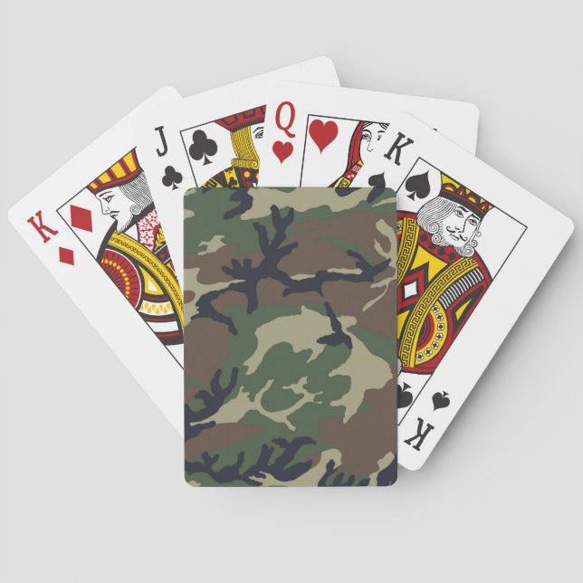 Brown green camouflage playing cards (Back)