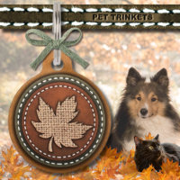Brown Green Country Leather Burlap Maple Leaf