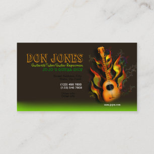 Brown Green Flamming Guitar Business Card