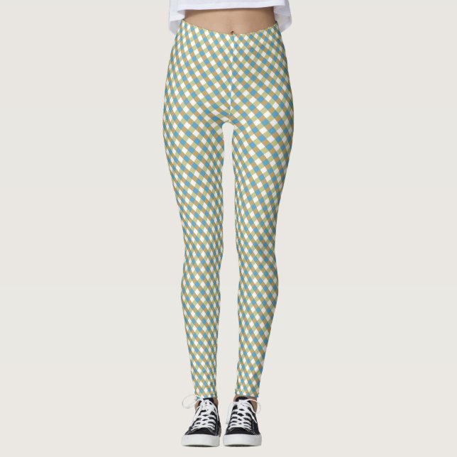 Brown Green Gingham Leggings (Front)