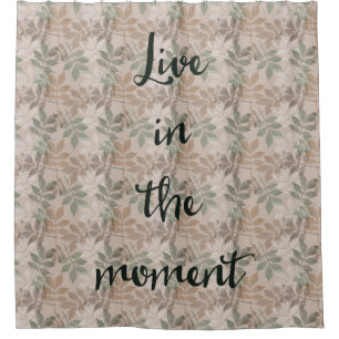 Brown Green Leaves Live Shower Curtain