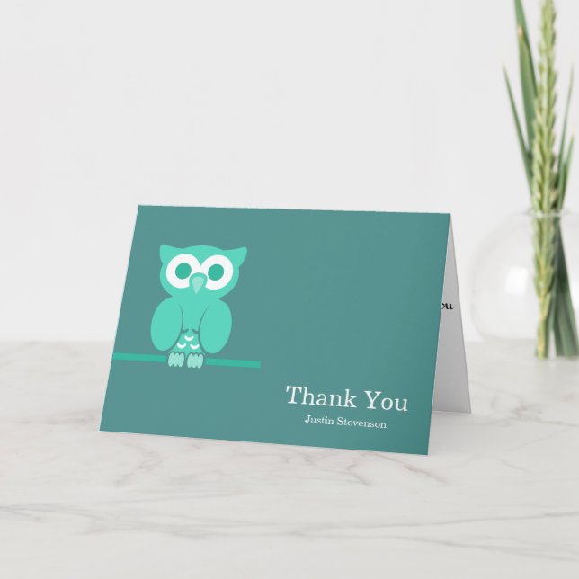 Brown Green Owl Thank You (Front)