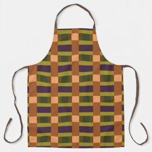 Brown Green Peach Purple Colour Block Print Apron